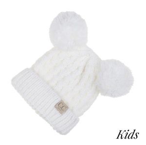 Ivory Double Pompom C.C. Beanie